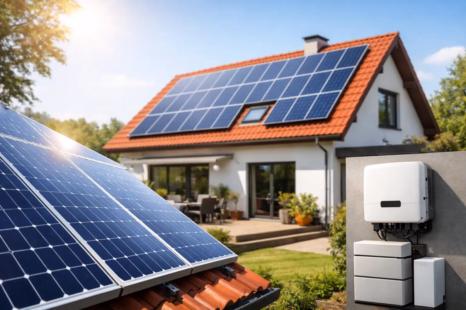 Installateur Kozéo en train de fixer un panneau solaire photovoltaïque sur la toiture d'une maison individuelle en autoconsommation en Saône-et-Loire