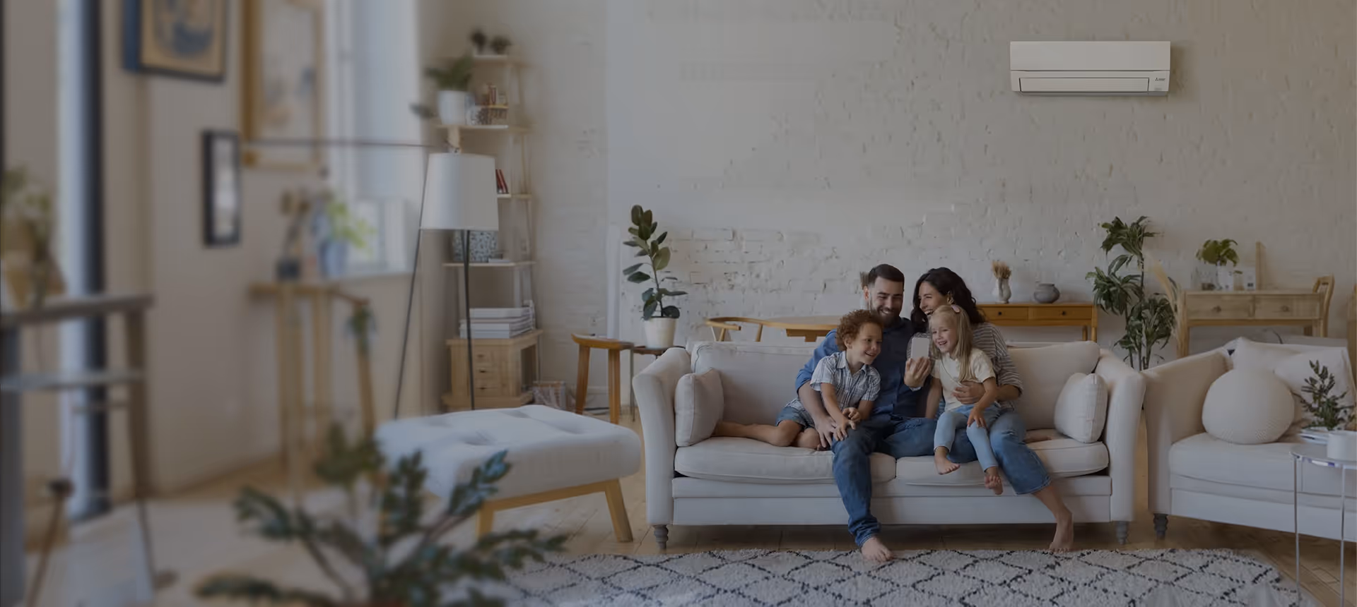 Comfortable home interior with reversible air conditioning