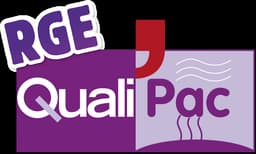 Logo officiel RGE QualiPAC, qualification reconnue par l'État pour les installateurs de pompes à chaleur